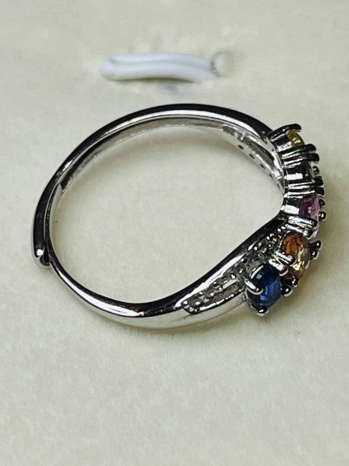 925 Sterling Silver Natural Sapphire Pink Blue Green Orange Yellow Band Ring
