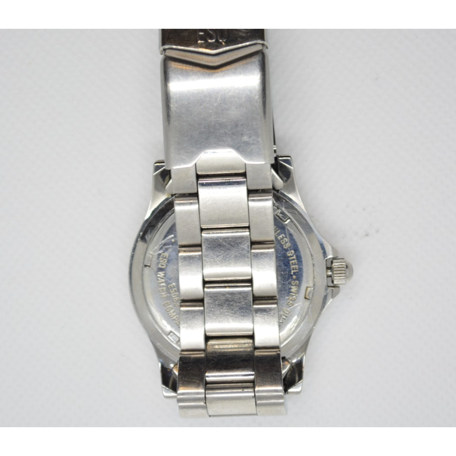 ESQ Swiss Men E5063 Dress Formal Silver Tone Quartz Watch New Battery #503