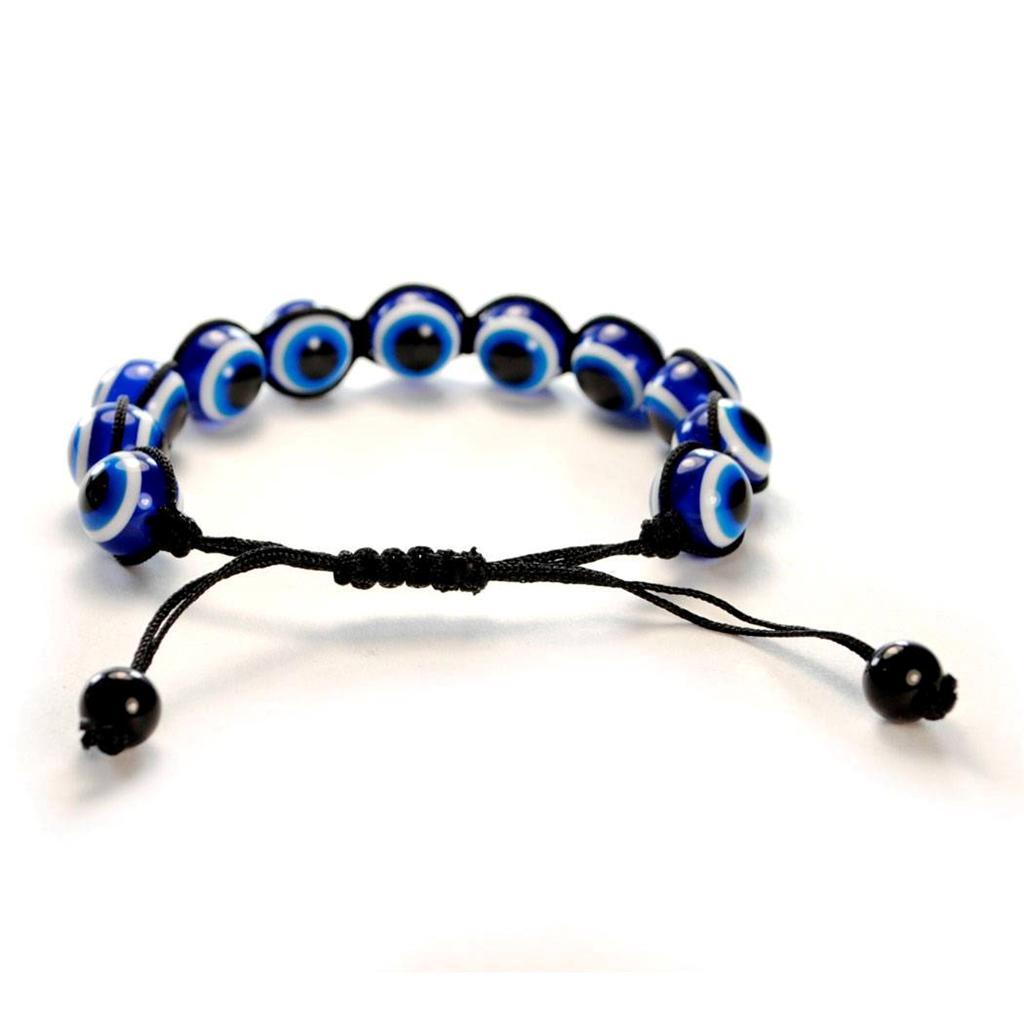 EVIL EYE BEAD BRACELET 12mm Shamballa Style Good Luck Protection NEW Adjustable