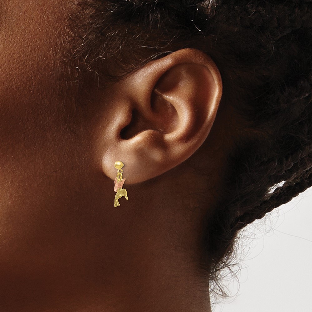 10k Tri-color Gold Dangle Earrings 0.65 g
