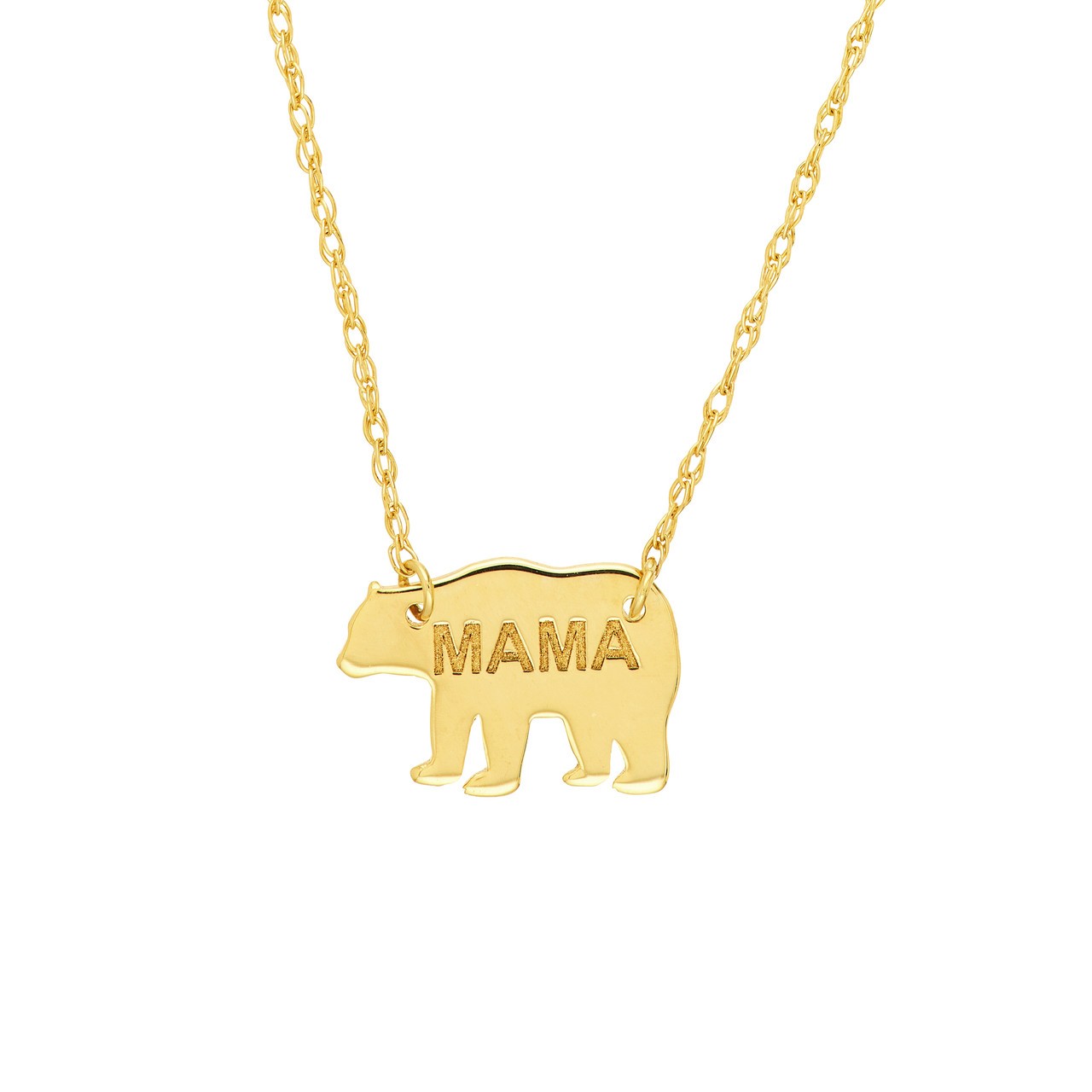 0.75mm Adjustable Mama Bear Necklace Real 14K Yellow Gold