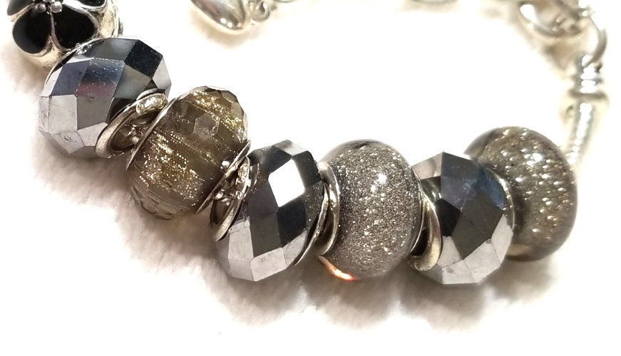 7.9″ FLOWER SLIDER CHARM MURANO LAMPWORK GLASS BEADS BRACELET