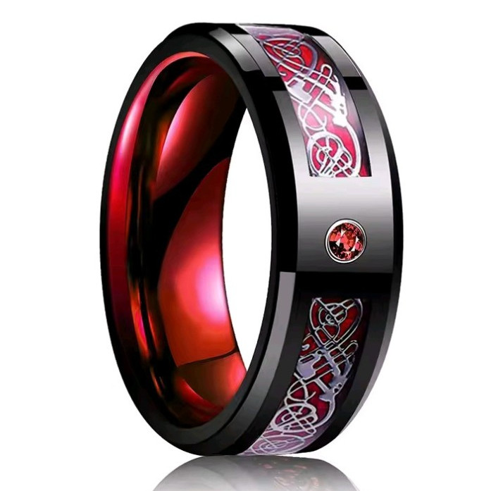 Enchanting Red Black Couple Ring His/Her Made for Lovers Valentine’s Day Edition