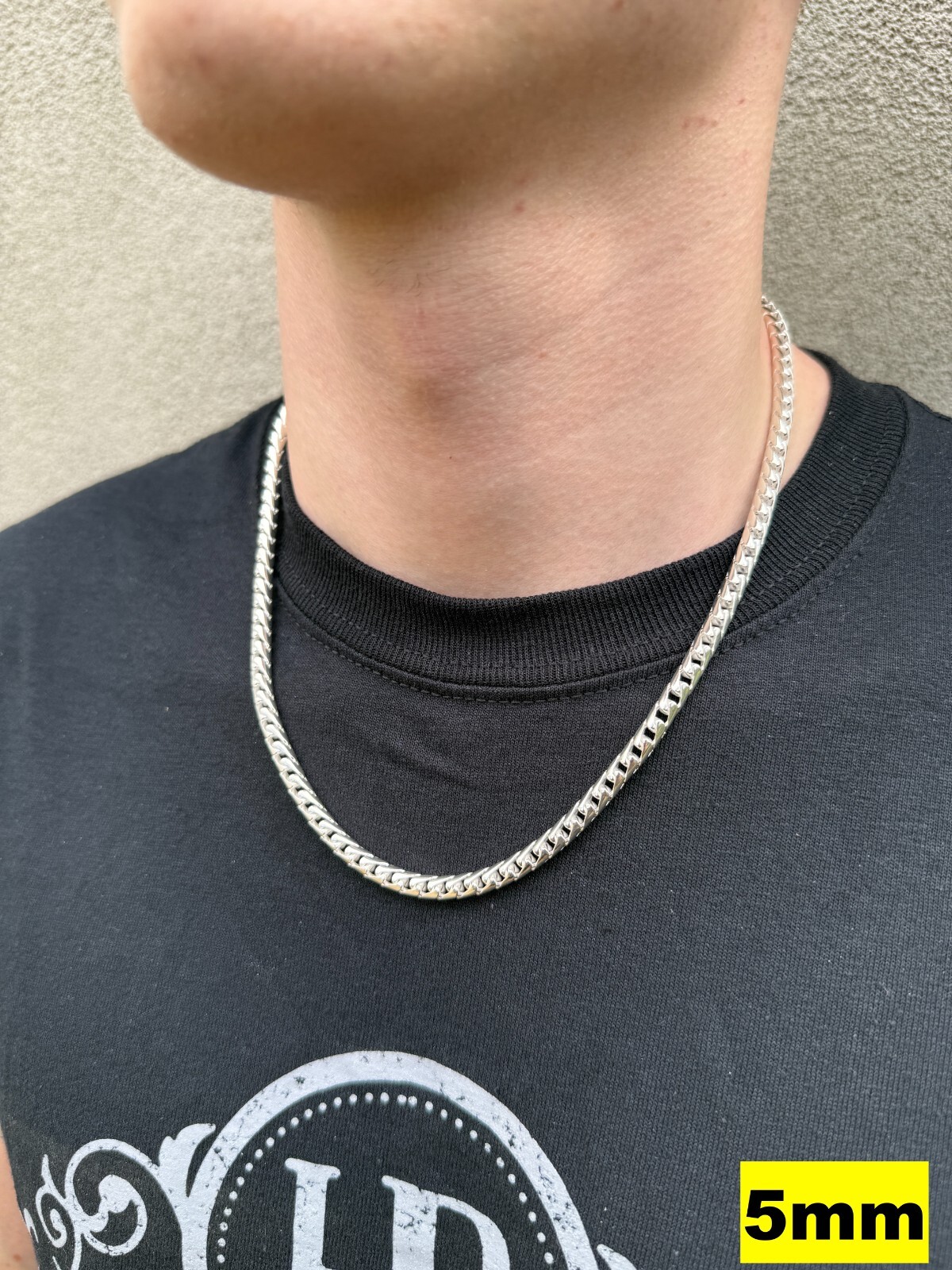 Real Solid 925 Silver Round Franco Chain 5-7mm Necklace Handmade W. Box Clasp