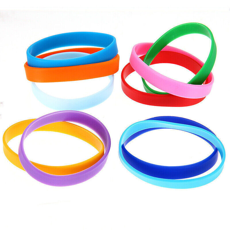 10 Pcs Silicone Rubber Bracelet Solid Wristband, Blank Rubber Band, Multicolor