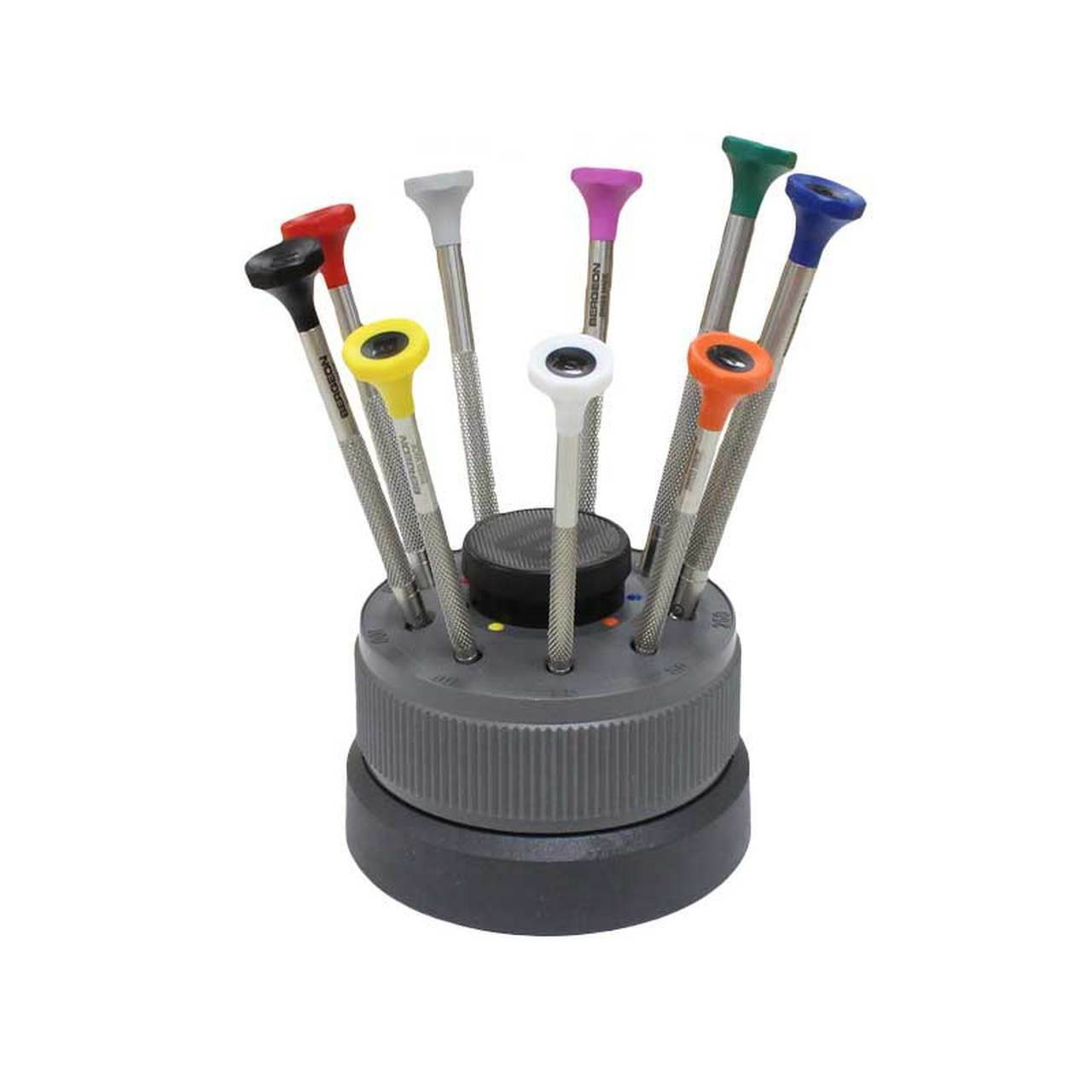 Bergeon 30081-S09 Watchmakers Screwdriver Set on Rotating Stand Stainless Steel