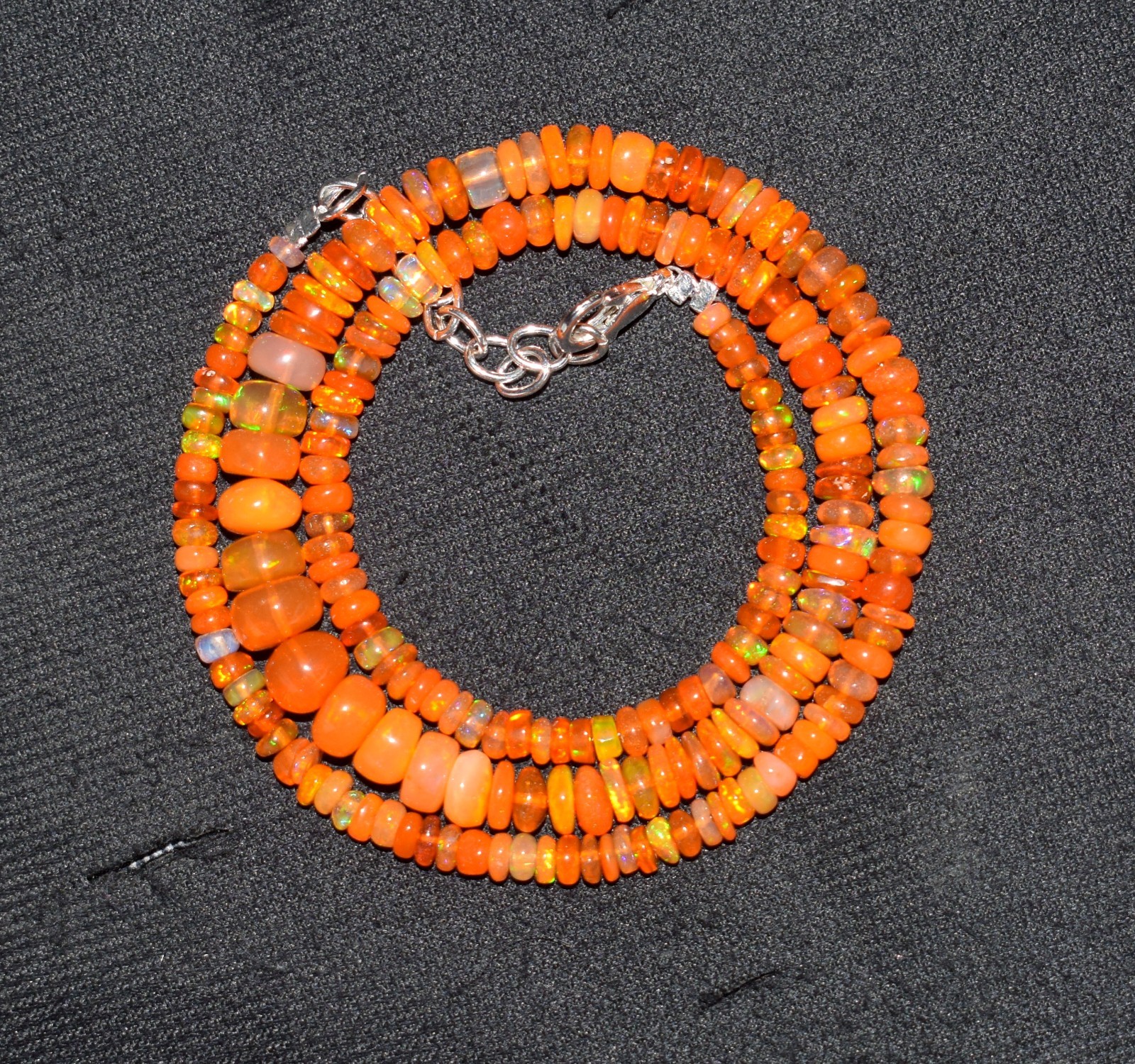 16”Natural Ethiopian Opal Welo Fire Opal Gemstone Beads Necklace AF0526