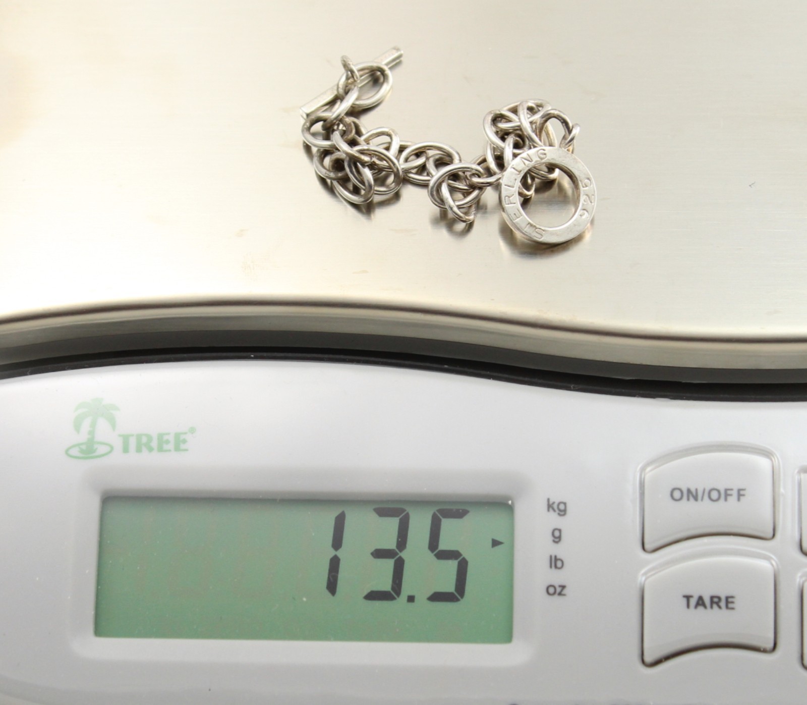 1990s Starter Charm Bracelet Oval 8 x 10mm Link 7 Inches Toggle Clasp