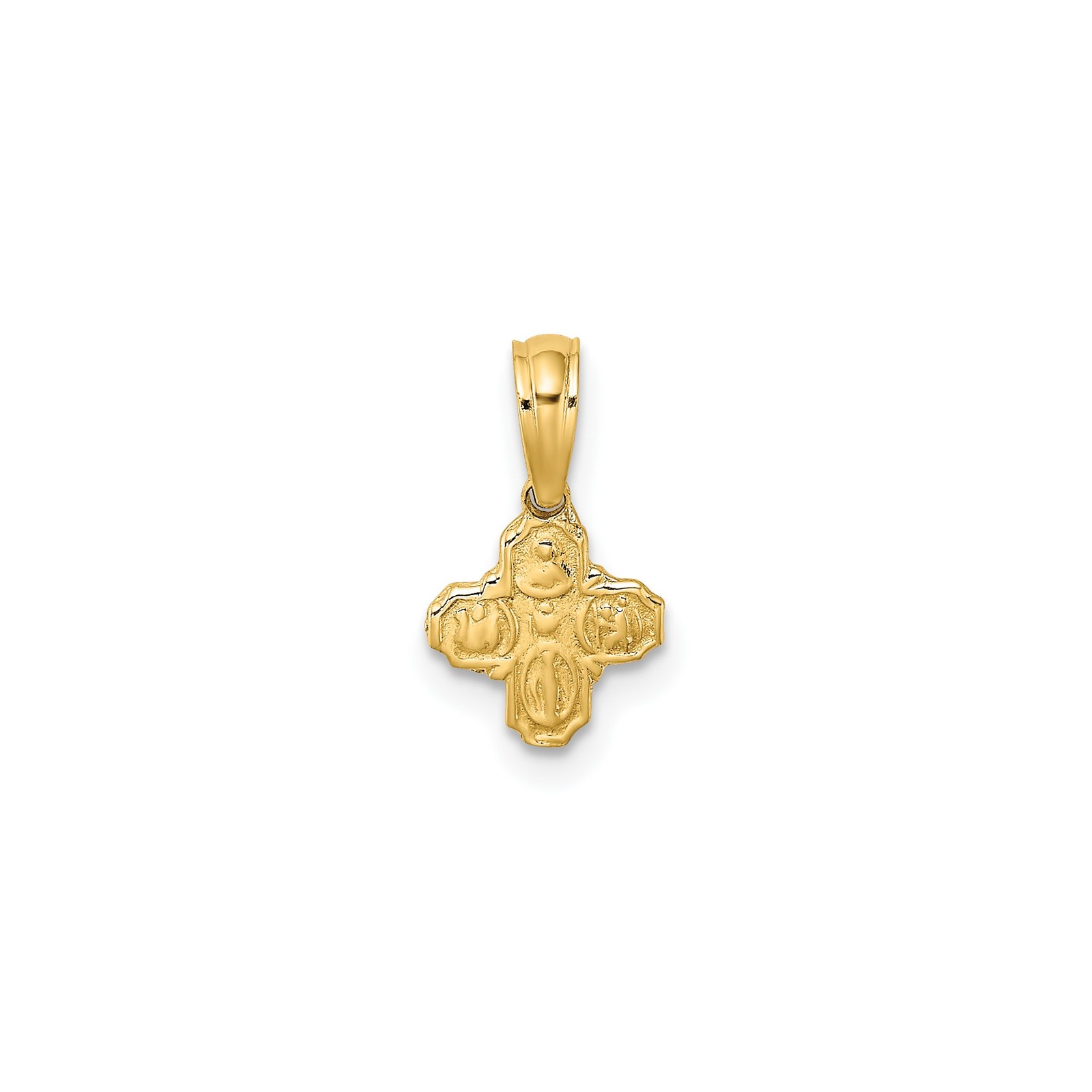 14k Yellow Gold Catholic Cross Pendant with Saint Symbols Religious Charm