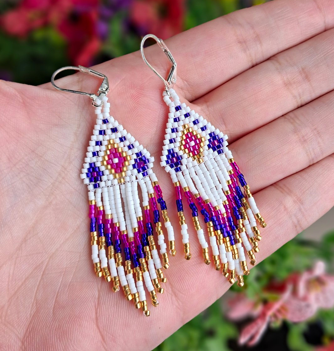 Handmade Bohemian Multicolor Beaded Dangle Drop Earrings