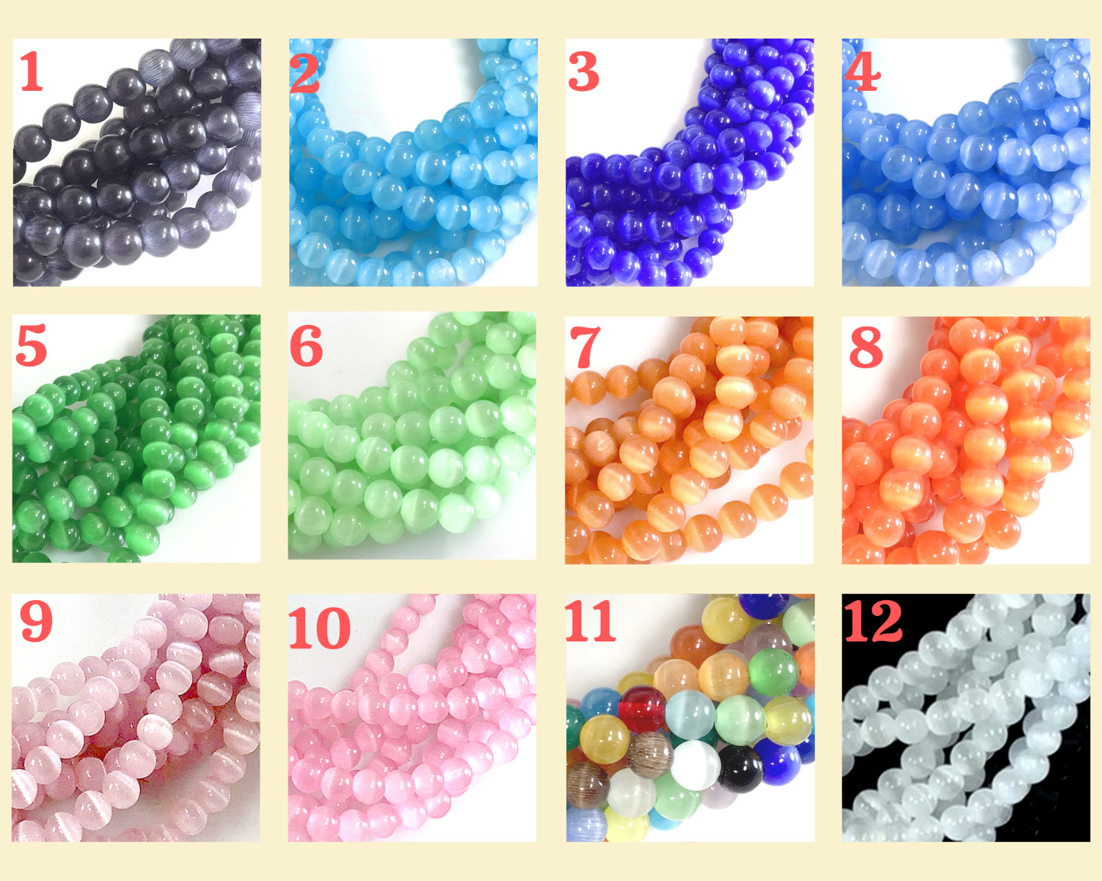 4mm Cat Eye Glass Beads Smooth Loose Round Bead 14″ Cat’s Eye Bead CraftBeaded