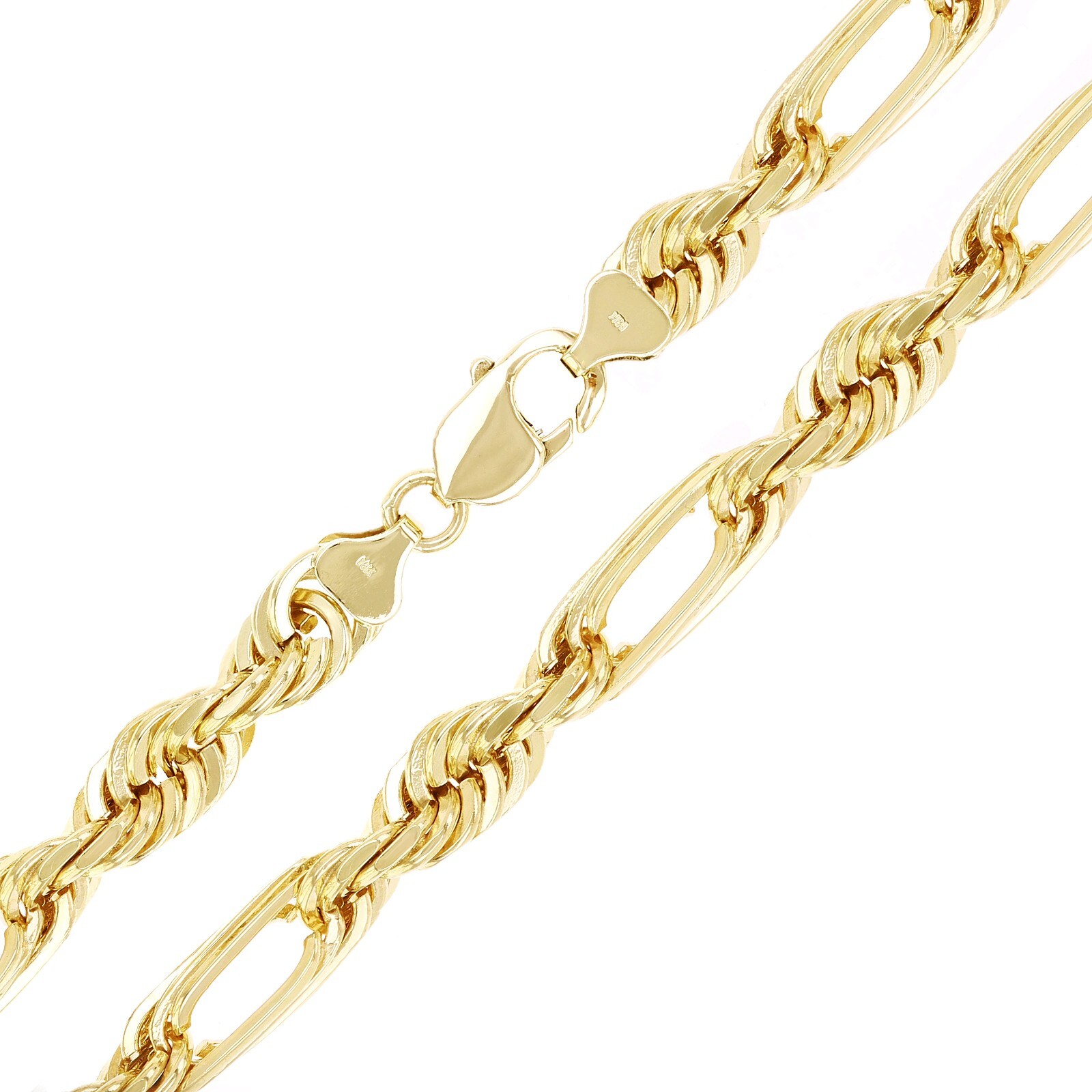 14k Yellow Gold Solid Milano Figaro Rope Chain Necklace 24″ 10mm 156.5 grams