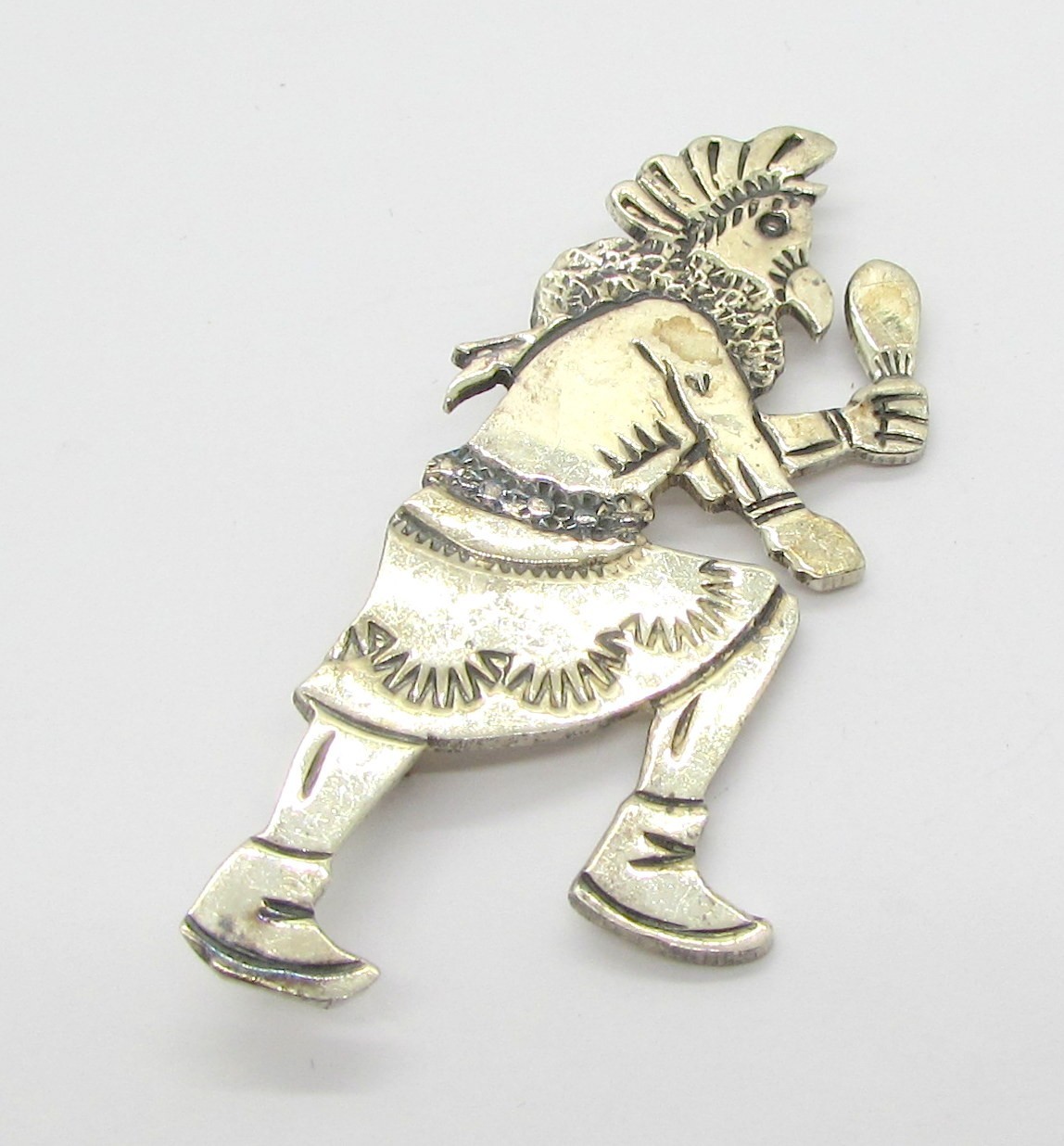 BCT 925 STERLING SILVER DANCING HOPI NAVAJO KACHINA BROOCH 62x25MM ~ 11.4 G