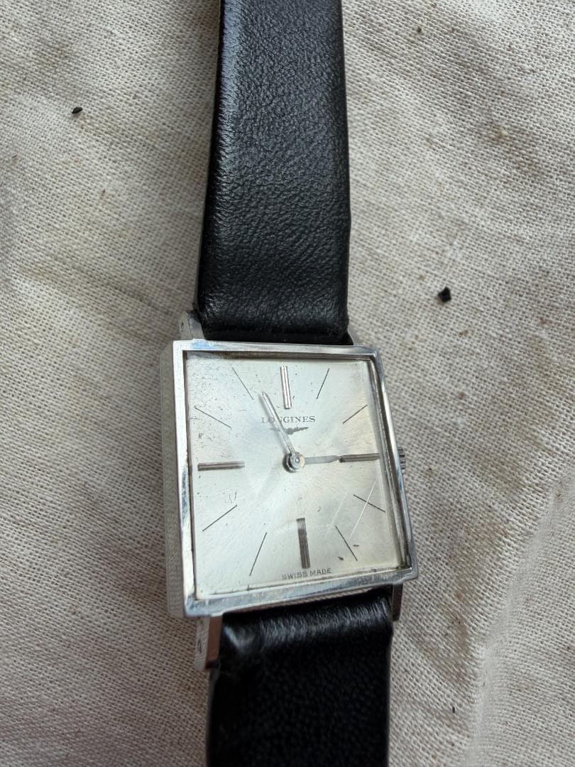 Longines Square Manual Wind Watch Black Dial Used