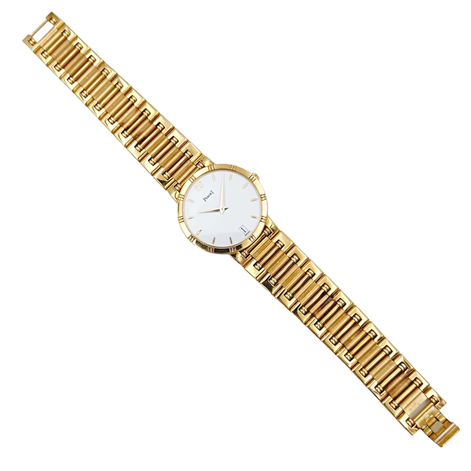 Piaget 31mm Dancer Vintage Solid 18K Gold B& Watch w/White Dial.