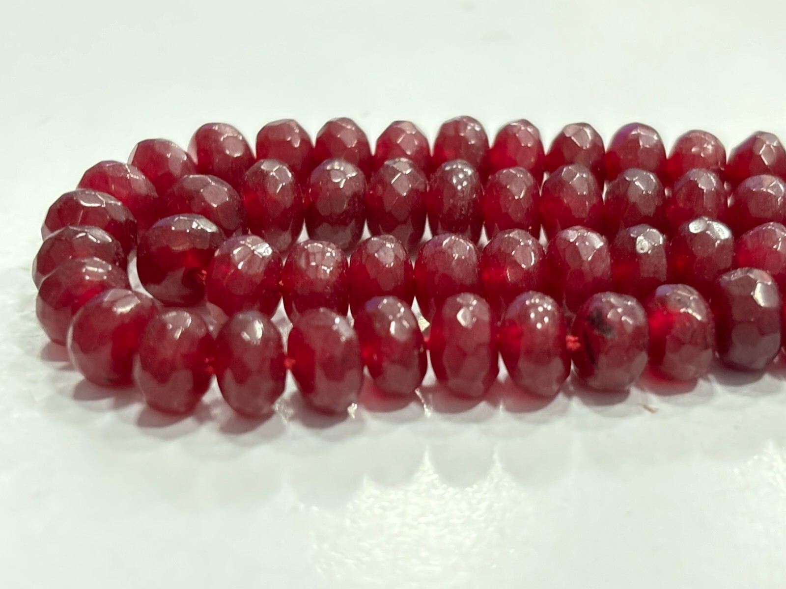 NATURAL RUBY QUARTZ RONDELLE FACETED 6-6.5MM LOOSE GEMSTONE BEADS 18″ 1 NECKLACE