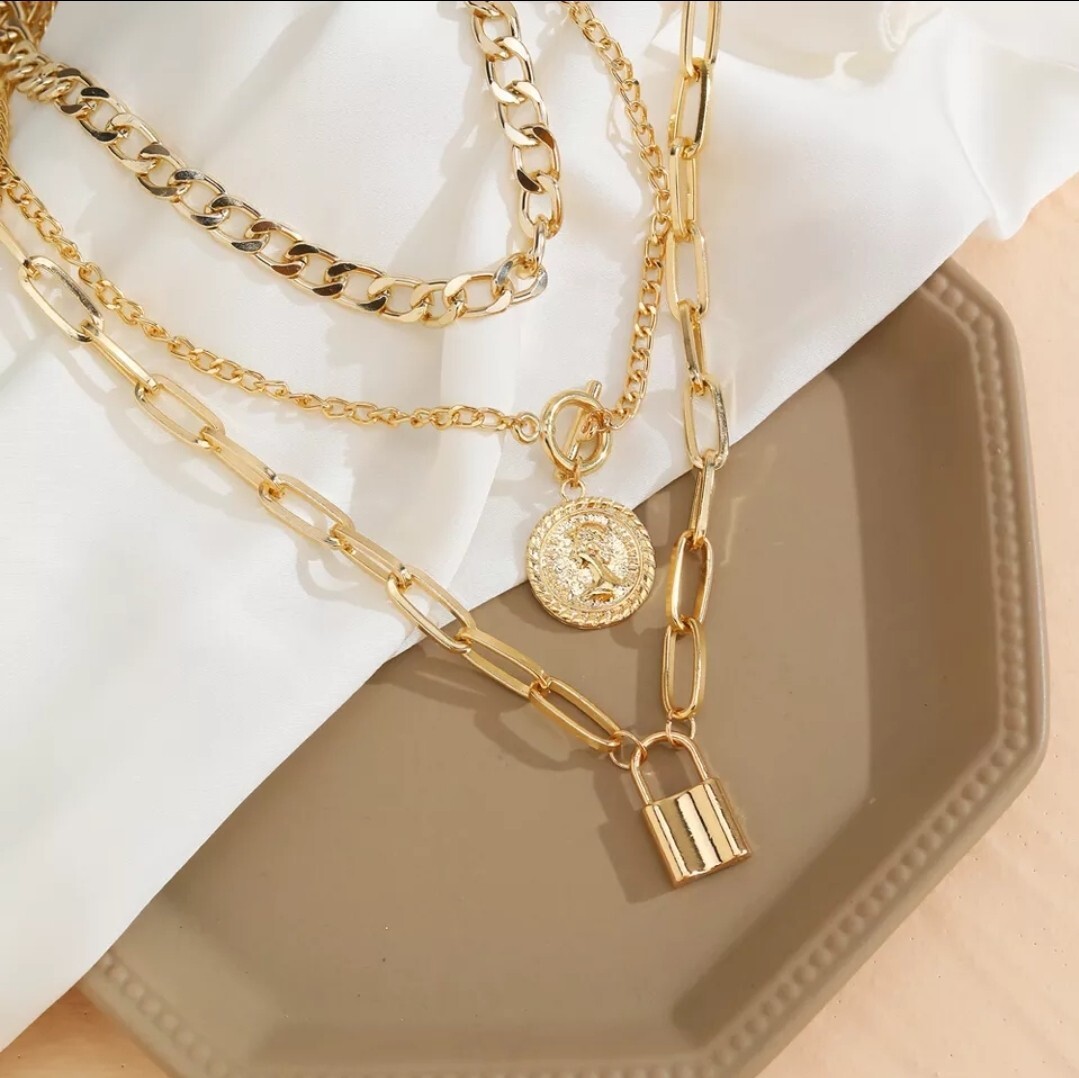 Chunky Multi-Layer Necklace Trendy Pendants Choker Women Fashion Jewelry 98-3