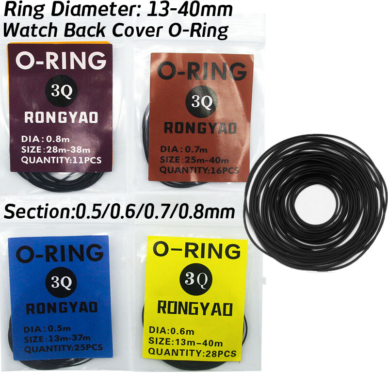 Watch Back Cover Rear Case Gasket Waterproof O-Ring 0.5-0.8mm Seal Rings 13-40mm