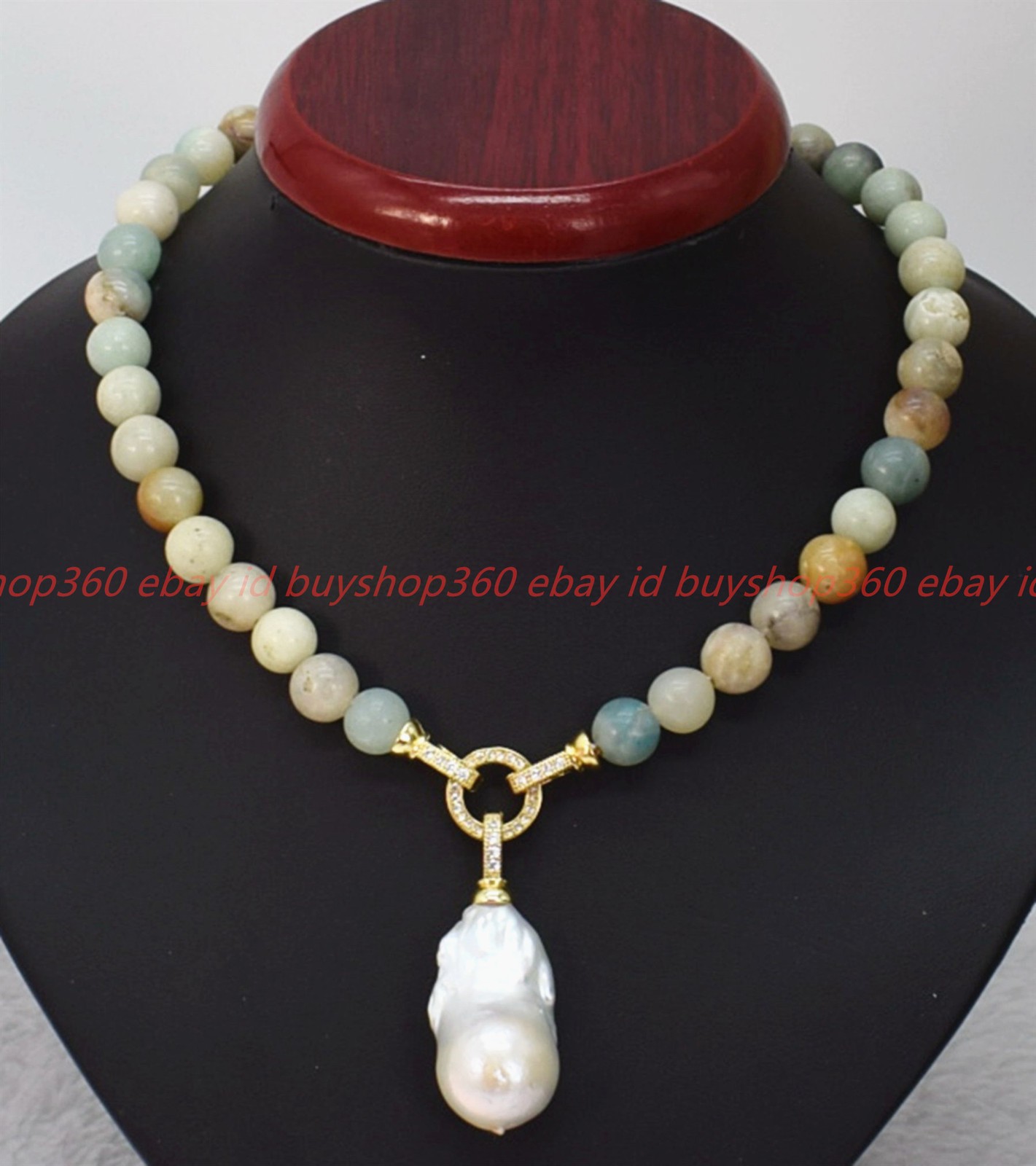 Natural 6/8/10/12mm Multicolor Amazonite Baroque Pearl Pendant Necklace 16-28in
