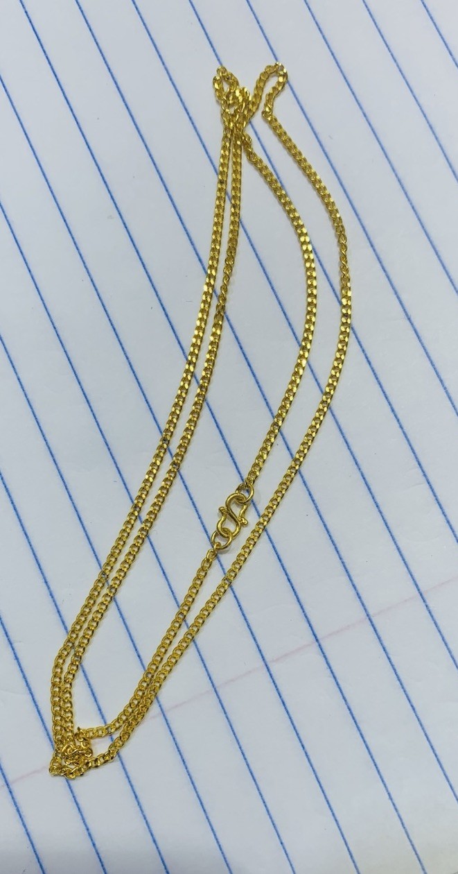 24K Solid Yellow Gold Miami Link Chain Necklace 3.78GM17Inches(.07×1.3mm