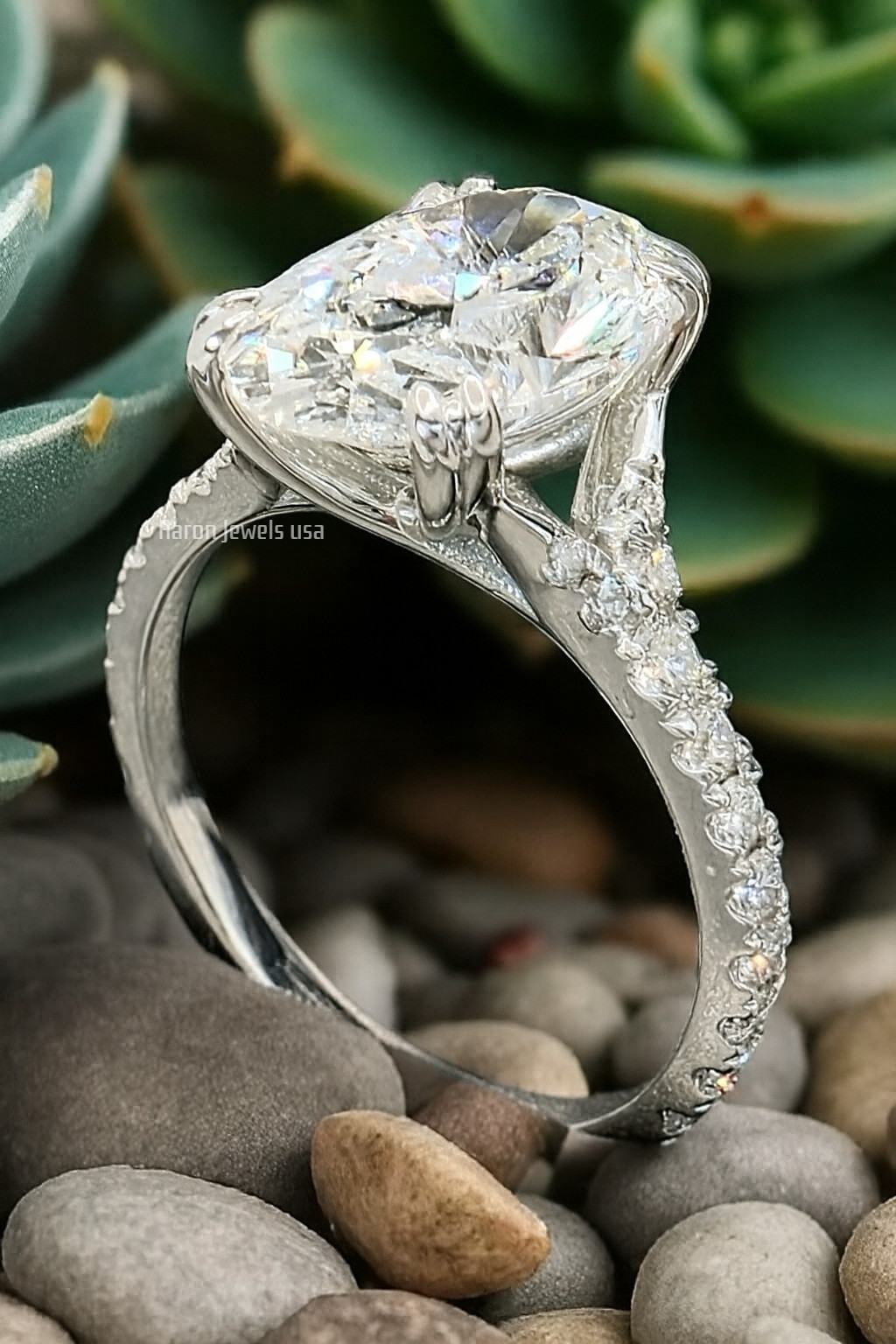4.80 Ct Oval Cut Lab-Created Diamond Engagement Ring IGI F VS1 14K White Gold