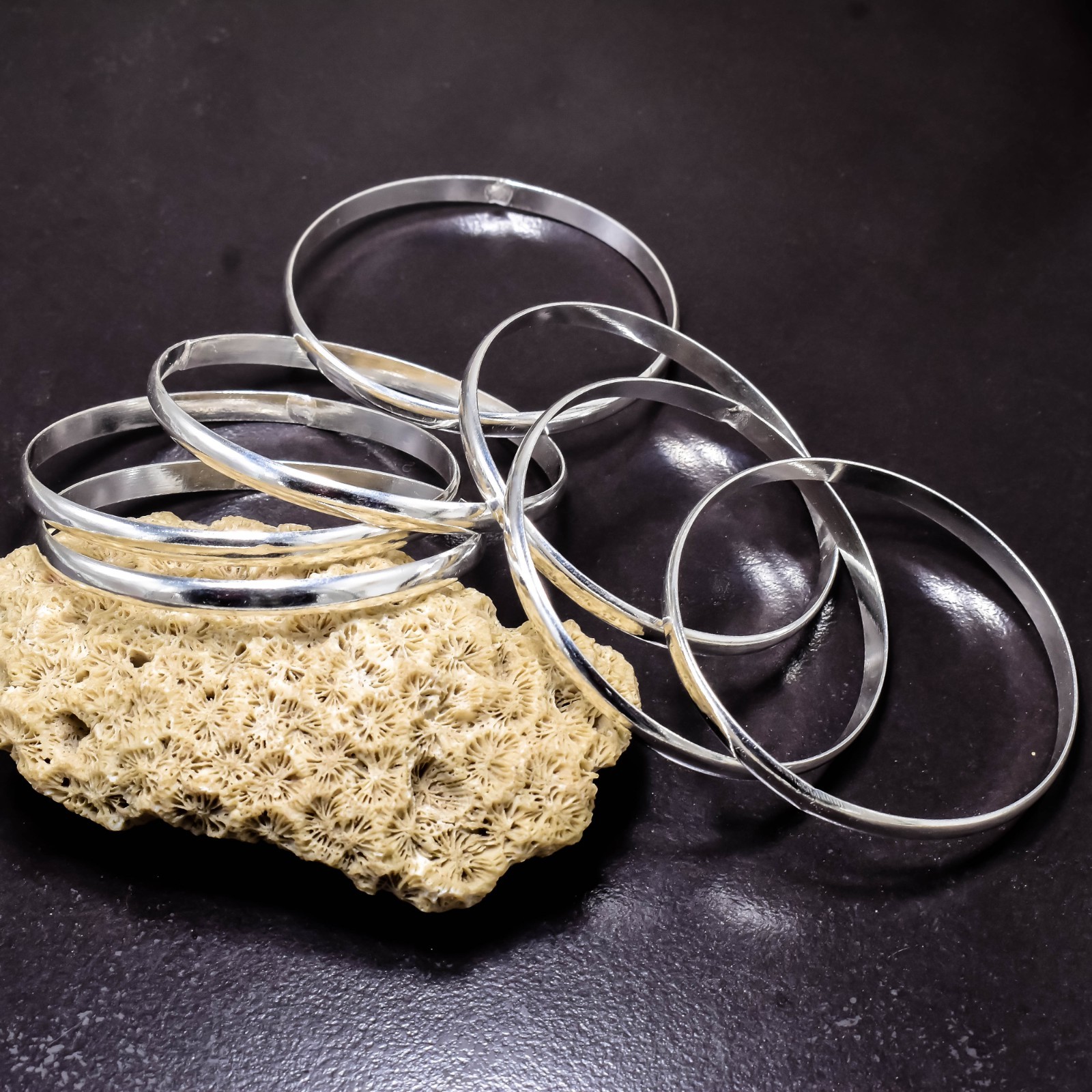 Solid 925 Sterling Silver Bangles, Beautiful Bangles Stacking Set of 7 Bangles