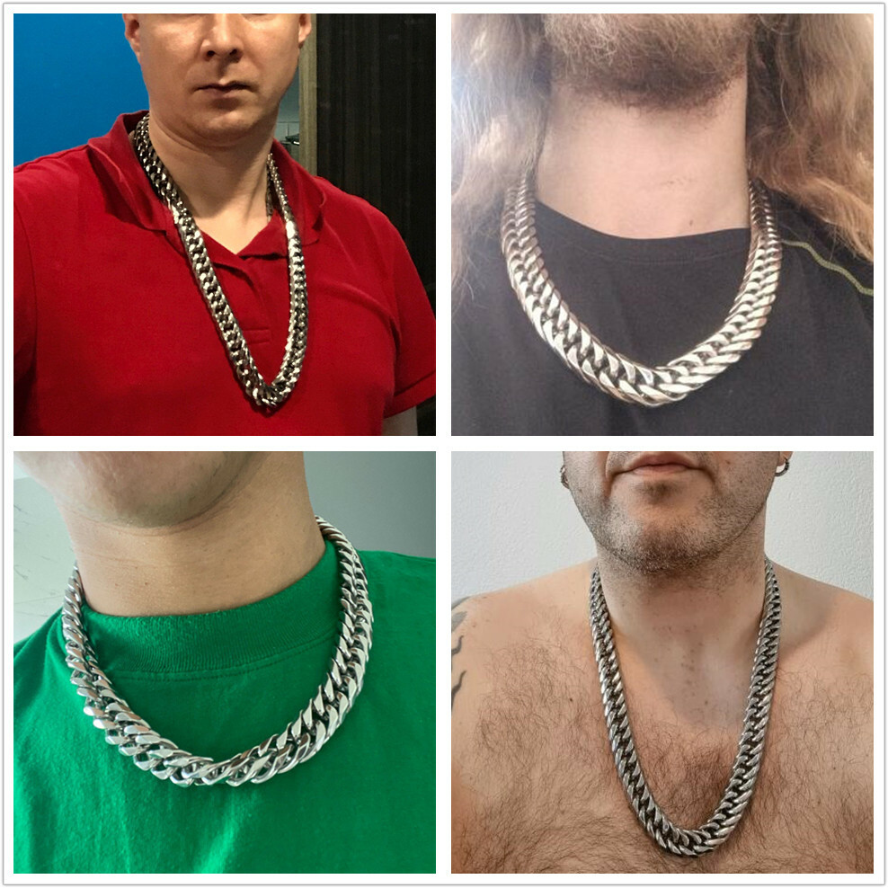 Heavy Strong Men Stainless Steel Curb Cuban Link Chain Necklace Jewelry