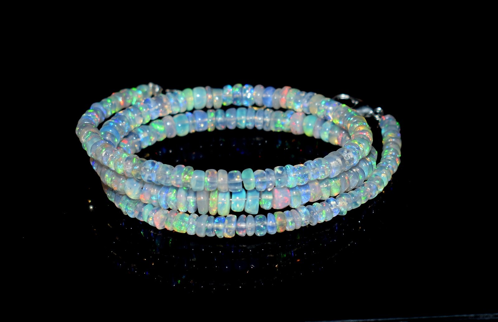 16″ Natural Ethiopian Welo Fire Opal Beads Necklace Genuine Opal Gemstone AF0296