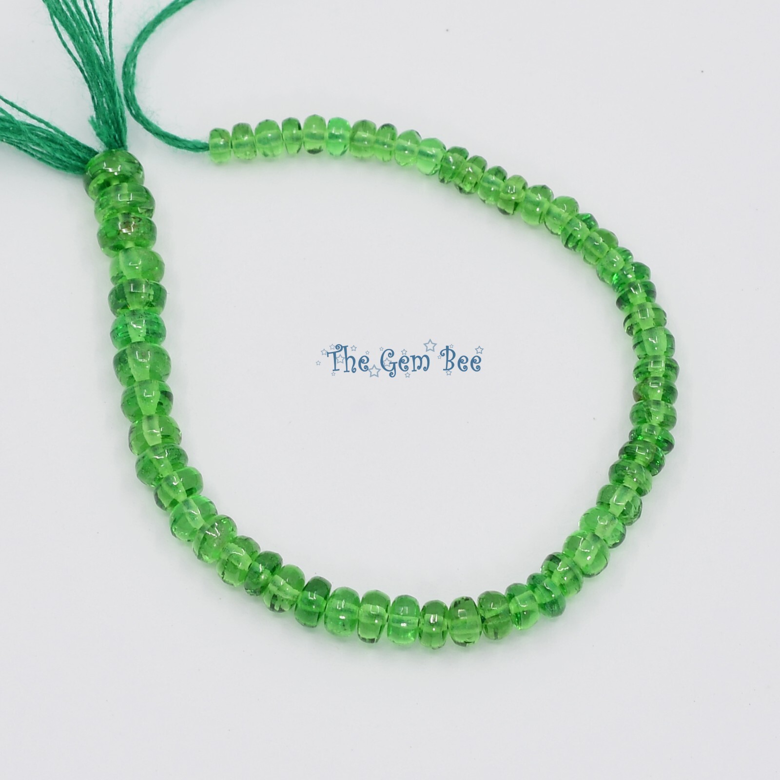 2.8mm-4.2mm Tsavorite Green Garnet Smooth Rondelle Beads 4 inch Strand