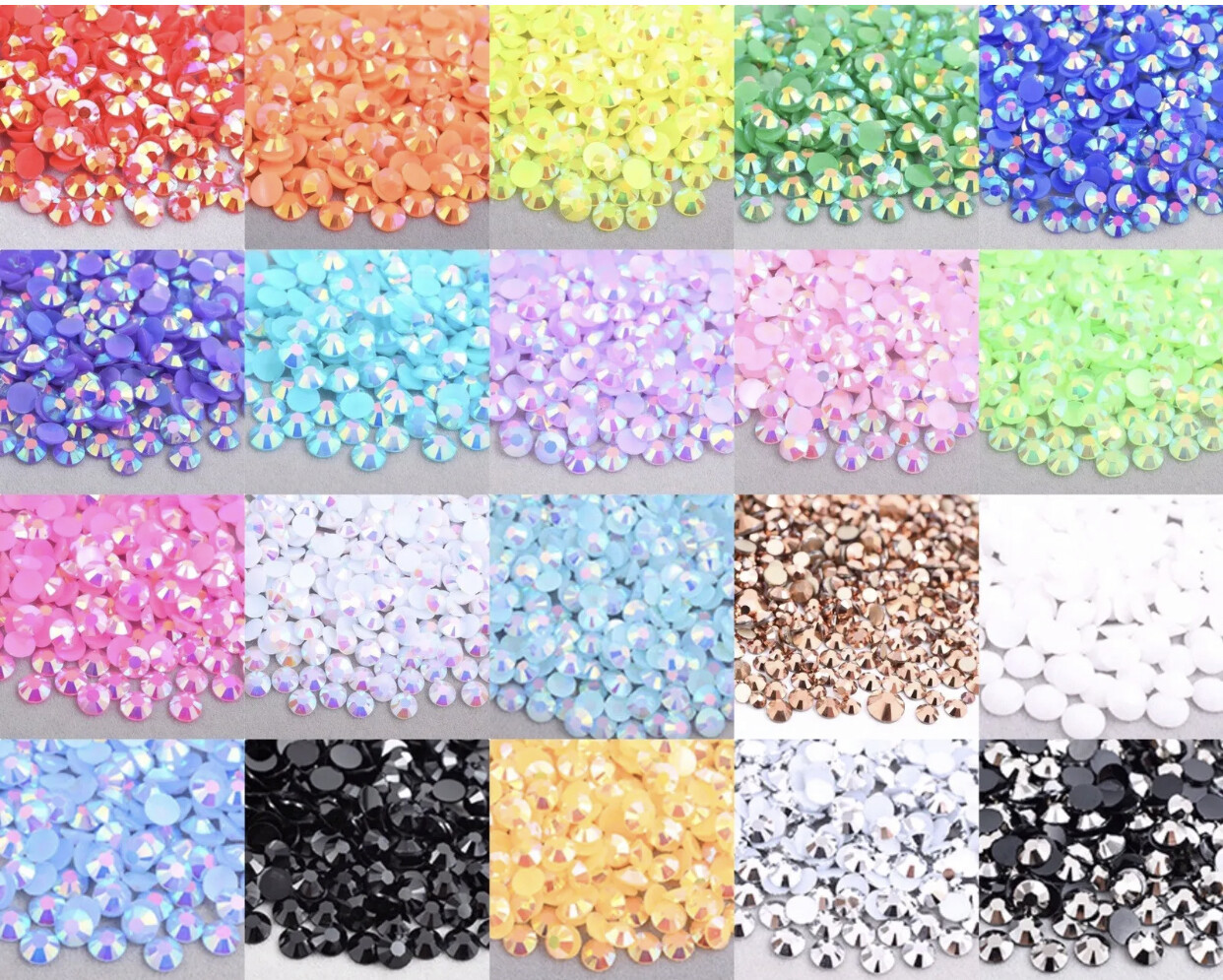 Jelly Rhinestones AB 4MM/SS16 QTY 1000-5000 Resin Flatback Round Bling NON HOTFX