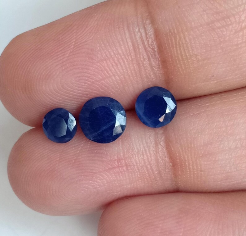 Certified Natural Blue Sapphire Round No Heat No Treat Loose Gemstone 3.47 Ct