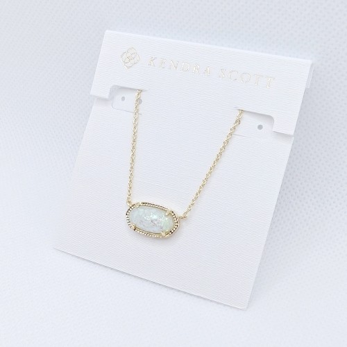 Kendra Scott Elisa Gold Pendant Necklace in White Opal