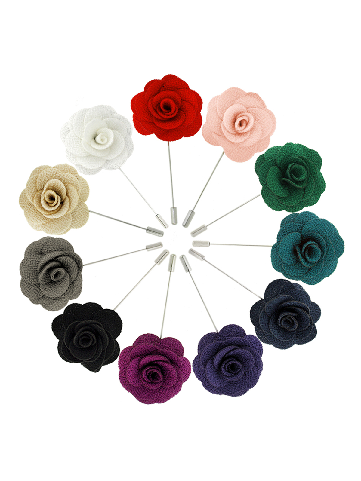 Cloth Flower Stick Lapel Pins – Single or Bulk Packs Available