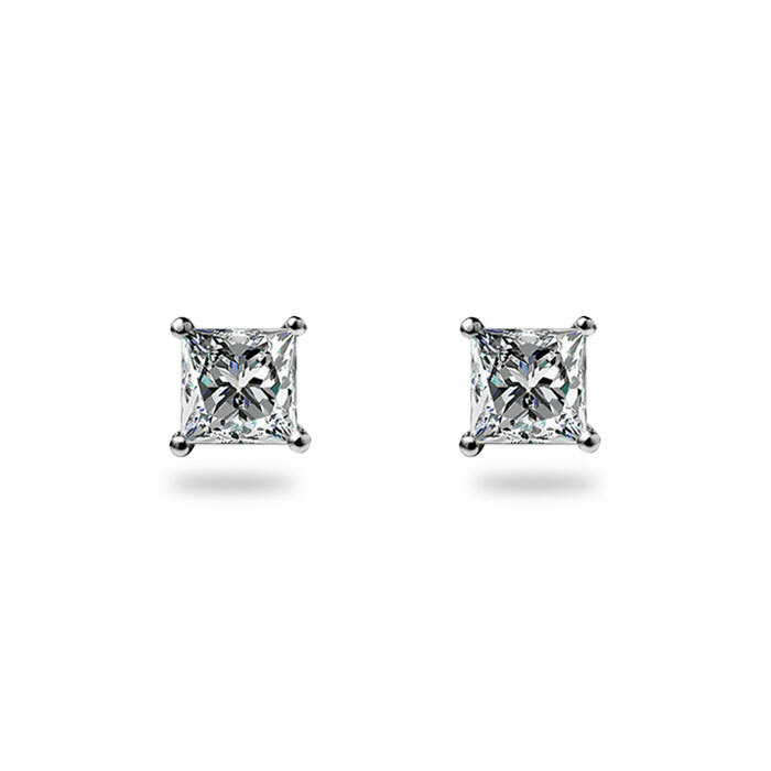 .16 Ct Princess Cut Natural Diamond Stud Earrings With Push Back Great Gift