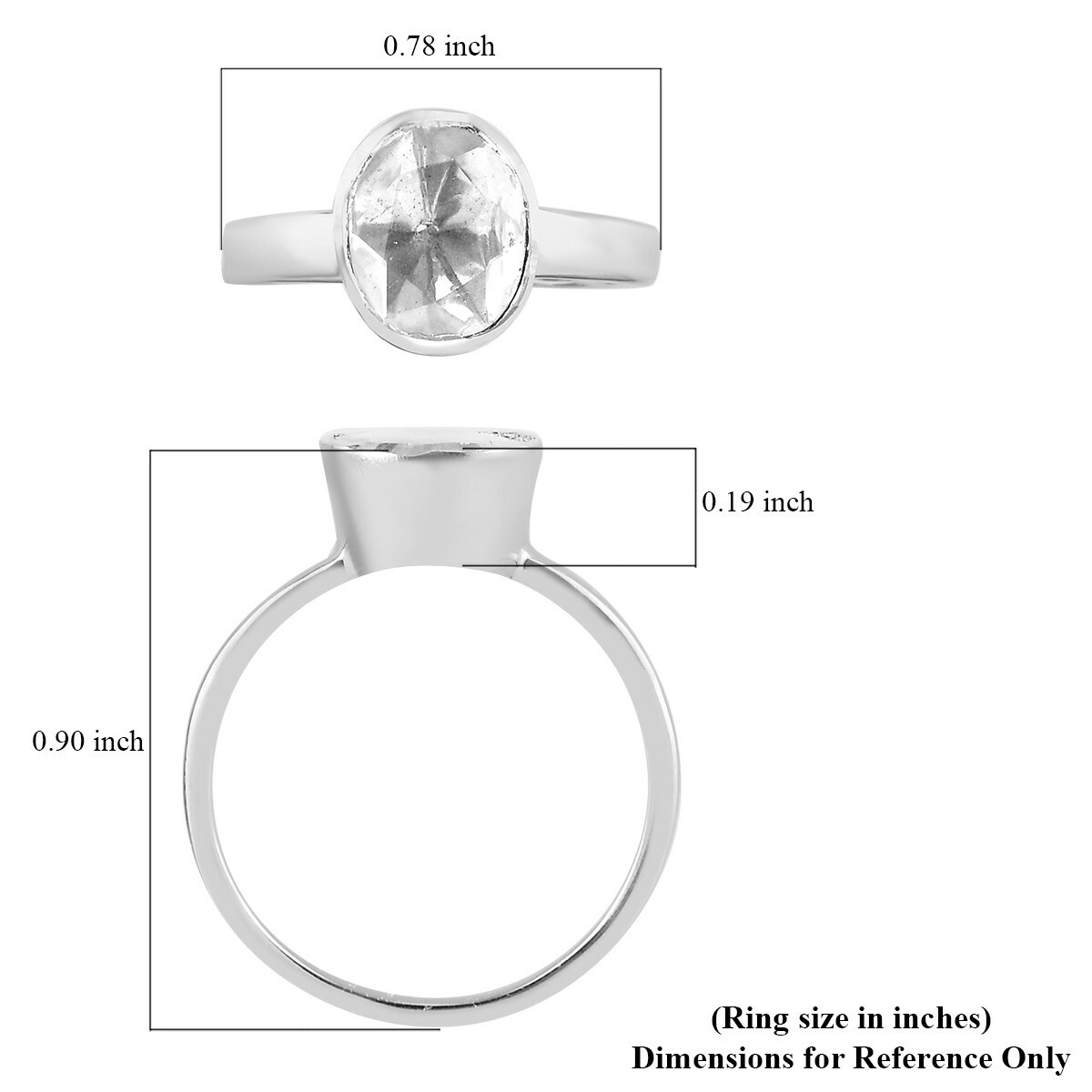 Polki Moissanite Solitaire Ring Platinum Plated Sterling Silvr .50ctw Size 5