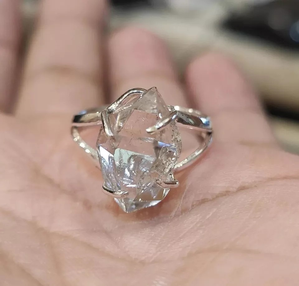 Natural Herkimer Diamond Ring, 925 Sterling Silver Jewelry, Gift For Women’s