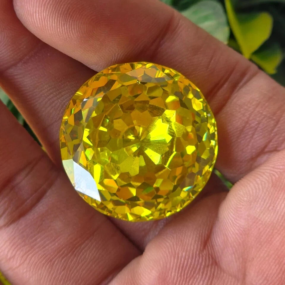 94.80 Ct+ Round Cut Natural Large Greenish Olive Zircon Certified Loose Gemstone