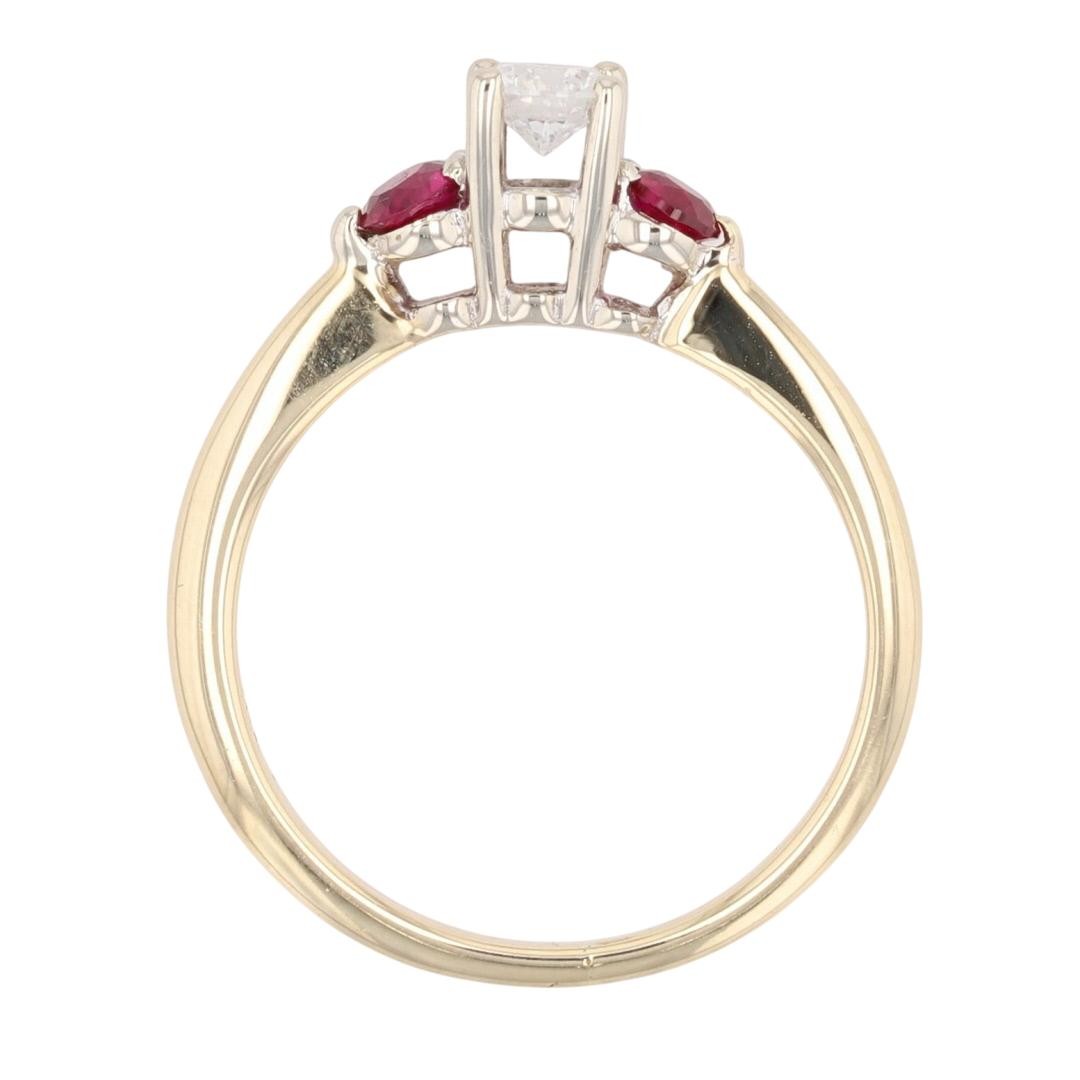 .50ctw Diamond and Lab-Created Ruby Engagement Ring 14k Yellow Gold Size 5.25