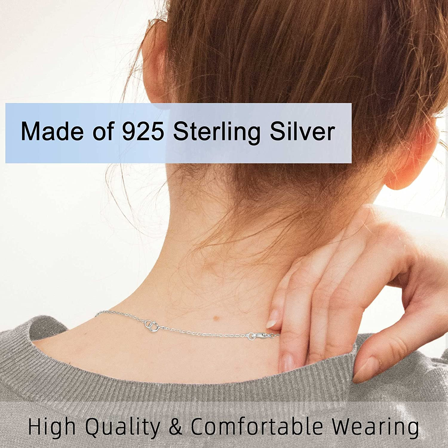 3 Pcs Necklace Extender Sterling Silver Chain Extenders for Necklaces Bracelets