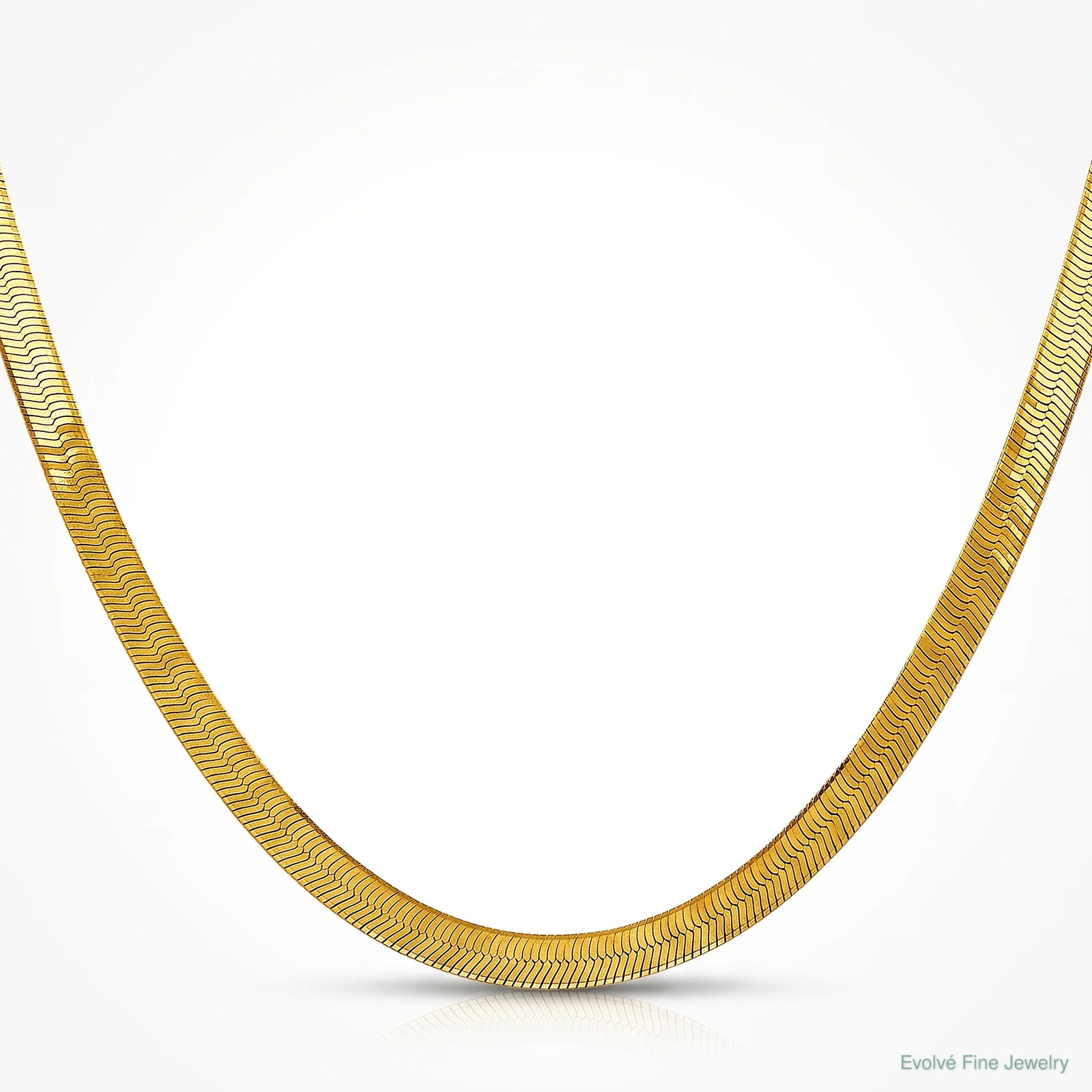 14K Yellow Gold 5mm Silky Herringbone Chain Necklace 16″-24″