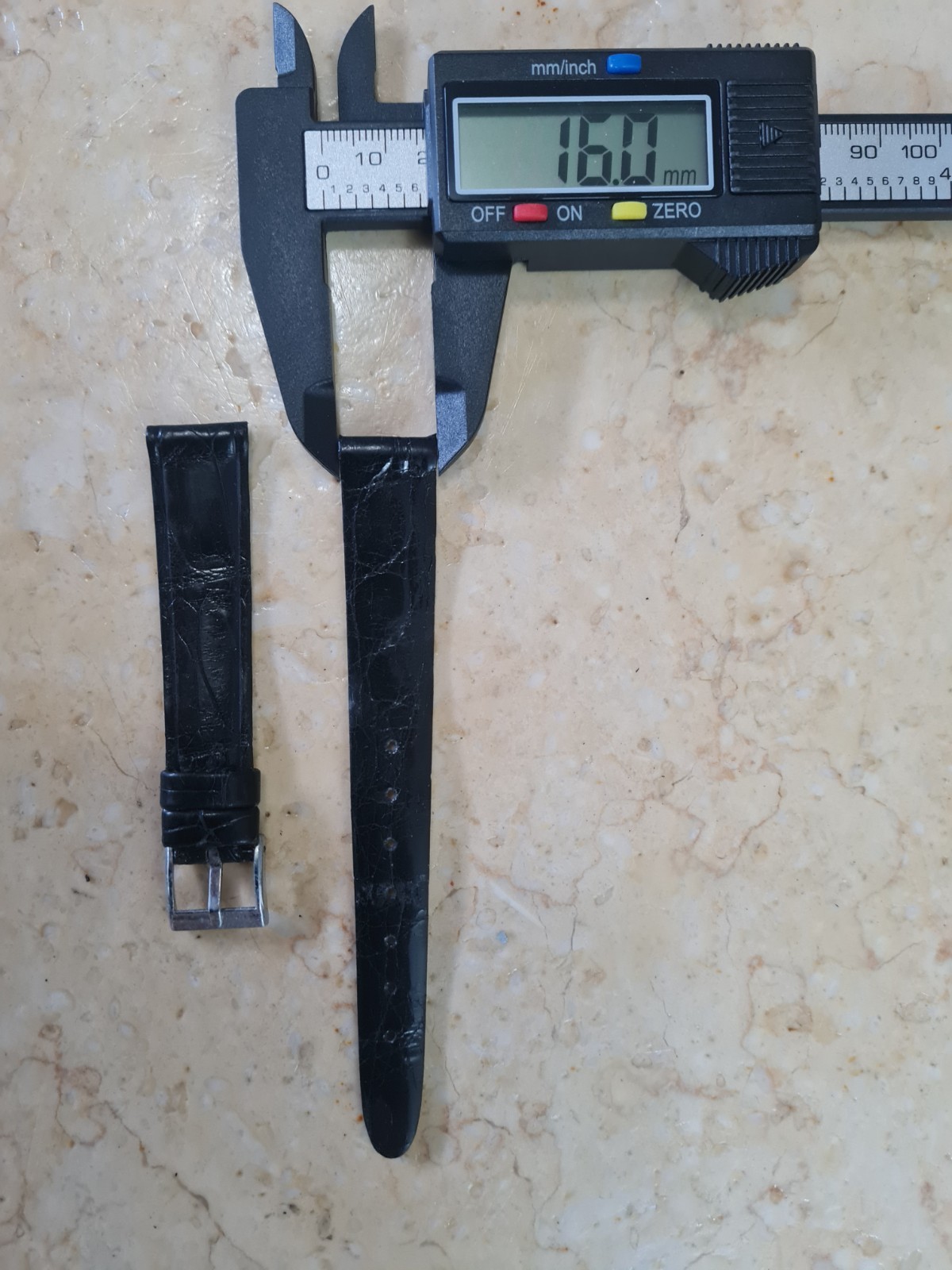 1 REAL CROCODILE SKIN STRAP 16mm. Vintage Genuine Leather Watch