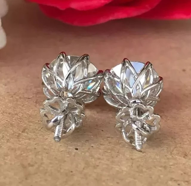 4.00Ct Round Cut Lab Created Solitaire Diamond Stud Earrings 14k White Gold Over