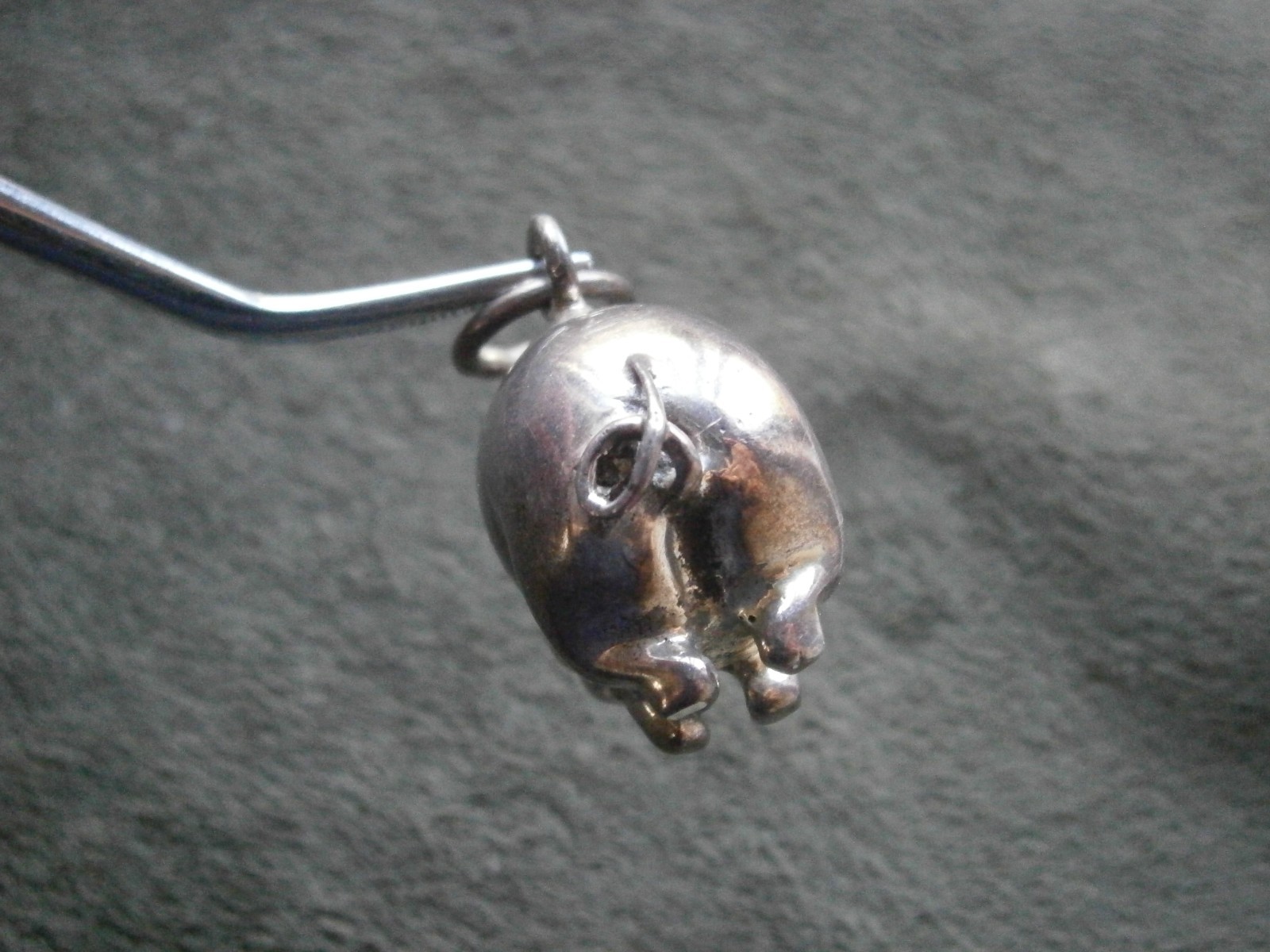 Large Heavy Pig Vintage Solid Sterling Silver Bracelet Charm Pendant 12.0g