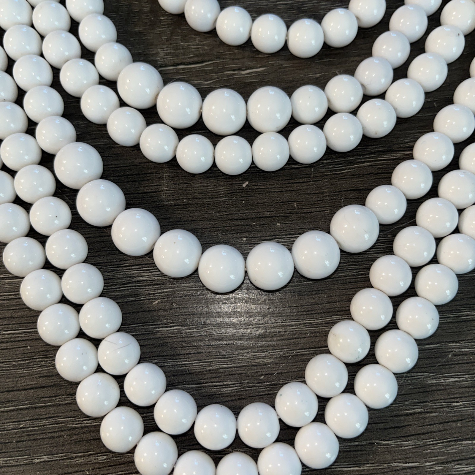 Vintage MCM White 7 Strand Chunky Statement Necklace BIB 30in Long Acrylic Beads