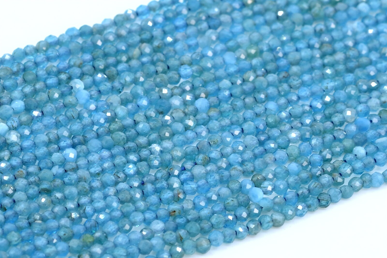 2MM Genuine Natural Apatite Beads Grade AAA Faceted Round Loose Beads 15″