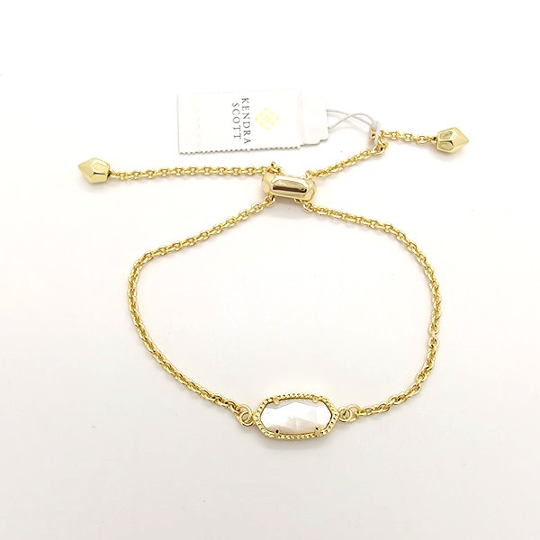 New Kendra Scott Elaina Adjustable Gold Chain Bracelet In Ivory Shell