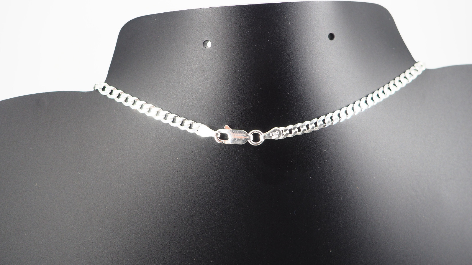 Solid 925 Sterling Silver Curb Chain Necklace 3mm, 24” Italy NEW
