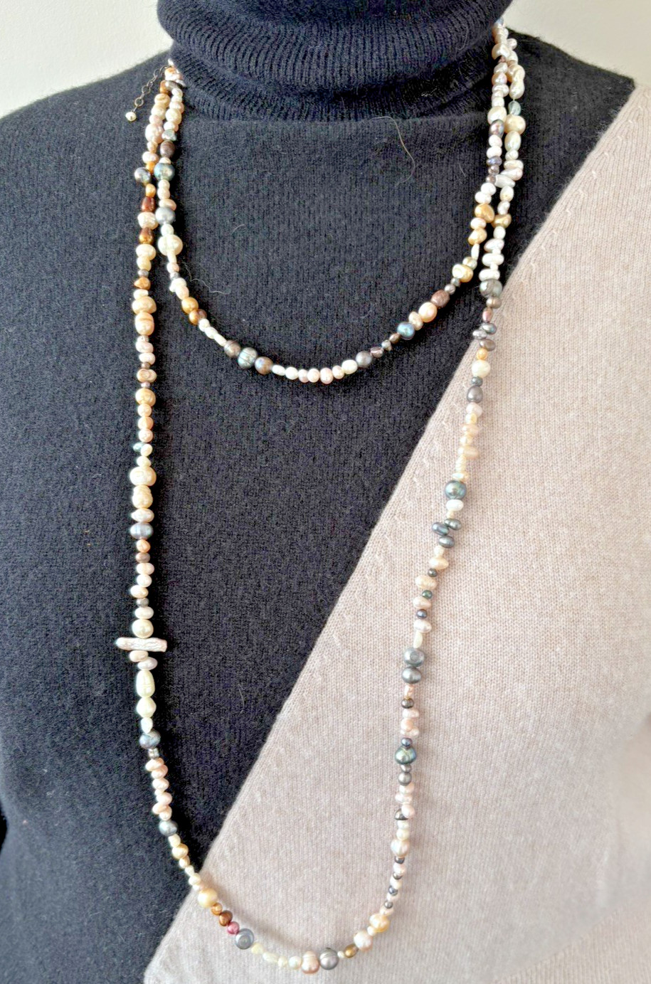 Multicolor Freshwater Pearl 69″ Long Necklace Iridescent Variation