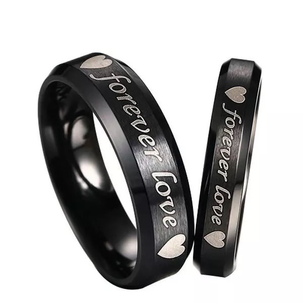 Forever love Steel titanium Couple Rings His and Her Promise Wedding Band Rings