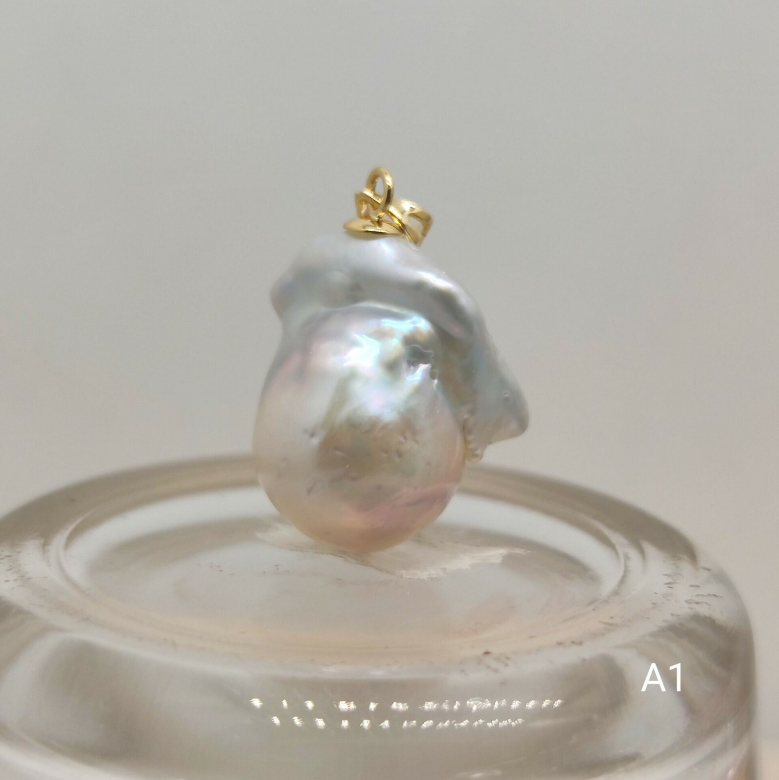 WHITE 12X15 mm Natural South Sea Pearl PENDANT 14K Full-drilled Baroque #A1